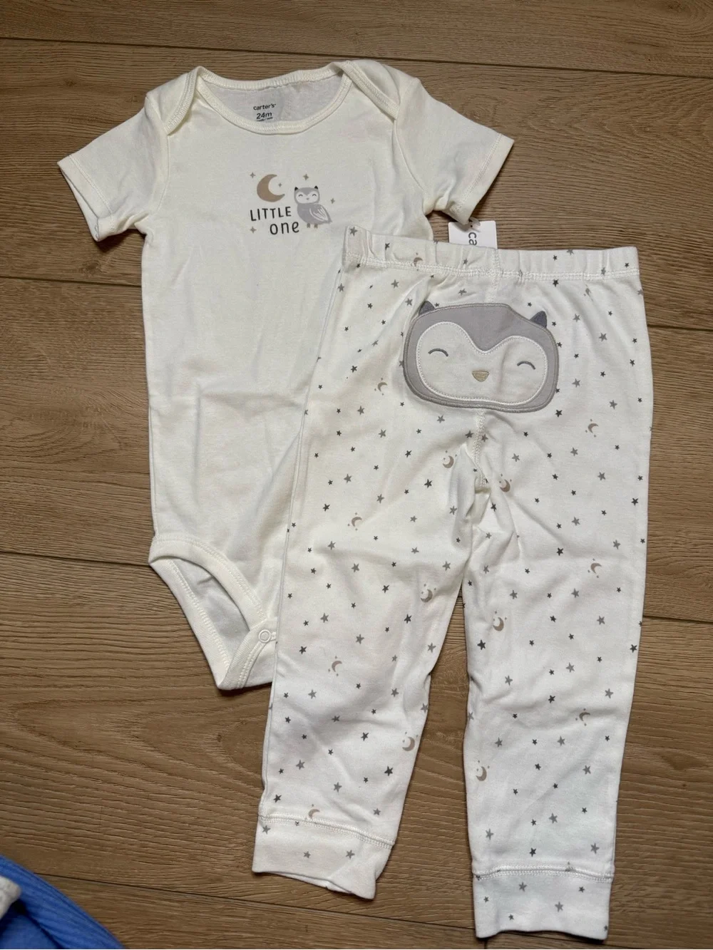 Carter's Cream Owl 'Little One' Bodysuit & Star Print Pants Set